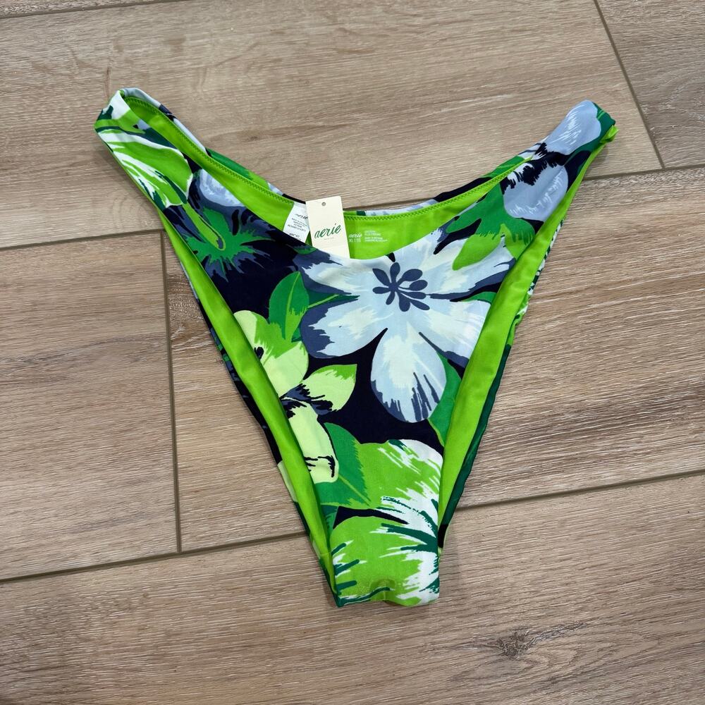 Aerie NWT Bikini Bottoms - Blue Green Floral - Size XL
